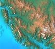 San Gabriel Mountains, California, Shaded relief, color as height