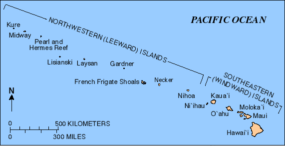 Map of Hawaiian Island chain