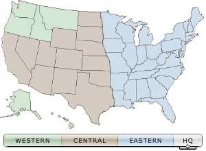 USA map which highlights the states served by CFLHD