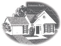 A pencil sketch of a home with the word 'Interest' above it.