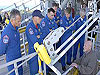 STS-117 astronauts take part in safety training at the launch pad.