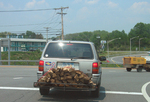 car carrying firewood