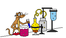 Cartoon of laboratory rat mixing chemicals