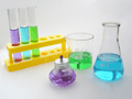 bottles and test tubes containing chemicals