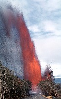 Lava fountain and Crater Rim Drive Road, Kilauea Iki Crater