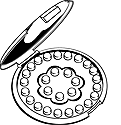 A drawing of birth control pills.