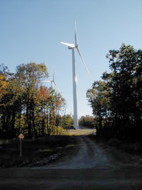 Wind turbines near Meyersdale, PA, October 2004; photo by Deanna Dawson, USGS Patuxent Wildlife Research Center.