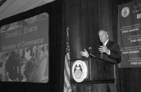 Secretary of Commerce Donald L. Evans addresses the Bureau of Industry and Security's annual Update Conference on Export Controls and Policy.