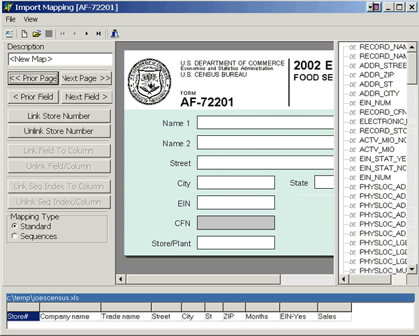 Import mapping, base screen