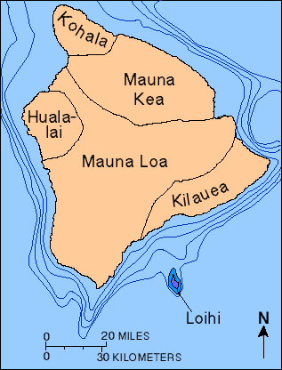 Map of Hawai`i and Lo`ihi