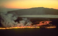 Lava fissure and flows from northeast rift zone of Manua Loa, Hawai`i, 1975