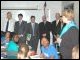 Secretary Spellings with Governor Perry, ED Assistant Secretary Simon, ED Assistant Secretary Sullivan, and staff and students of Pin Oak Middle School and Houston Independent School District.  The school and district are serving more 50 students displaced by Hurricane Katrina.
