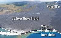 Aerial view of active lava flow field, Kilauea Volcano, Hawaii