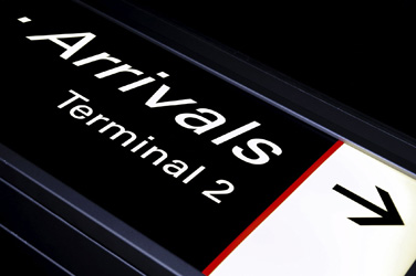 Image of an airport arrival terminal sign