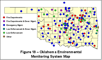 Text Box:   Figure 18 – Oklahoma Environmental
Monitoring System Map
