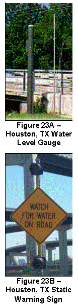 Text Box:  
Figure 23A – Houston, TX Water Level Gauge

 
Figure 23B – Houston, TX Static Warning Sign
