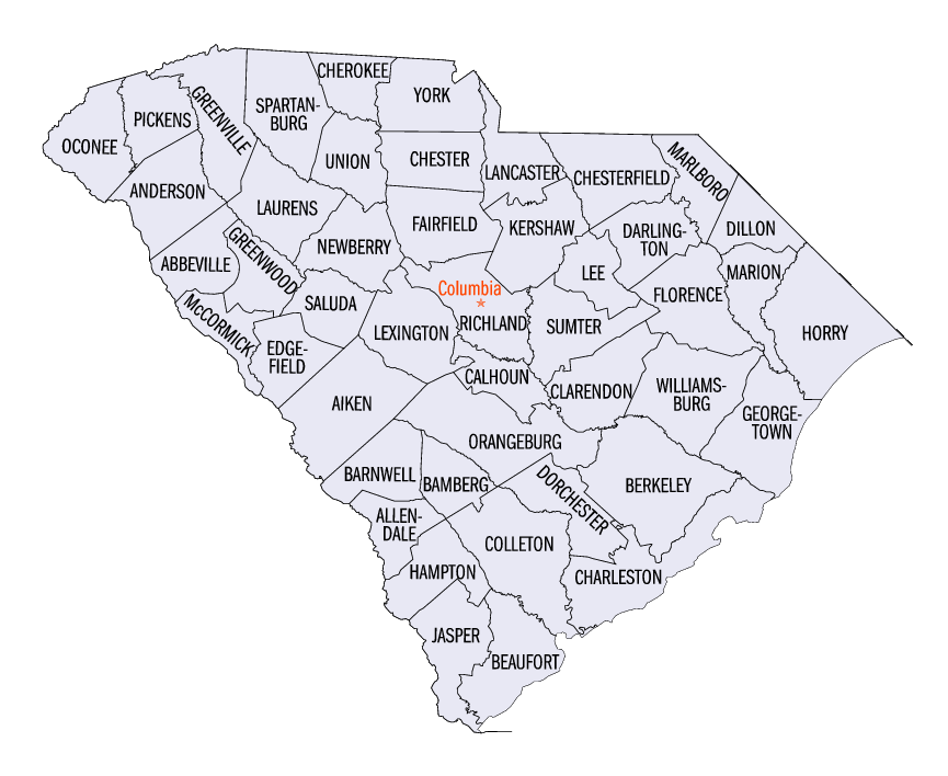 South Carolina map