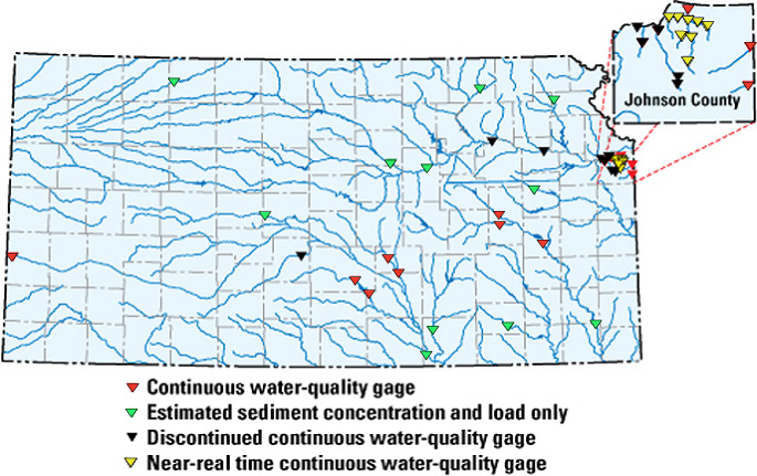 Location of streamflow gaging stations with water-quality monitors