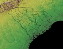 Topographic Map of South Carolina