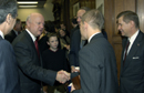Secretary of Treasury Sam Bodman shakes hands with Peter Lichtenbaum