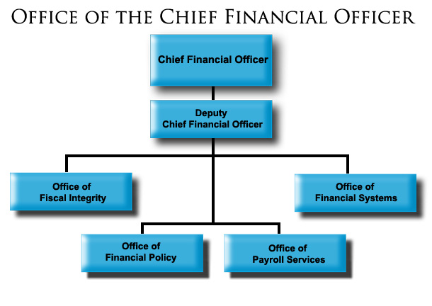 Office of the Chief Financial Officer Organizational Chart:  Chief Financial Officer, Deputy Chief Financial Officer and reporting units:  Office Fiscal Integrity, Office of Financial Systems, Office of Financial Policy, and Office of Payroll Services