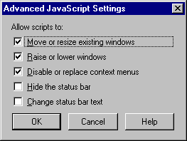 Enabling JavaScript in Firefox 1.5 on a PC