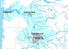 Map of the Lower Columbia River, Click to enlarge