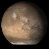 This picture is a composite of Mars Global Surveyor (MGS) Mars Orbiter Camera (MOC) daily global images acquired at Ls 93° of the Tharsis face during a previous Mars year