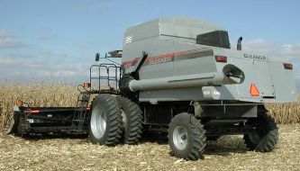Self-Propelled Combine with Corn Head