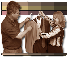 Image consultant shows client clothes