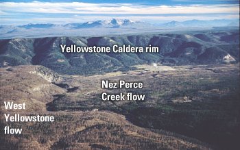 Aerial view of the NW rim of Yellowstone Caldera, Yellowstone National Park, Wyoming