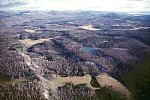 Aerial photo of enormous ryholite flows of the Madison Plateau, Yellowstone National Park, Wyoming