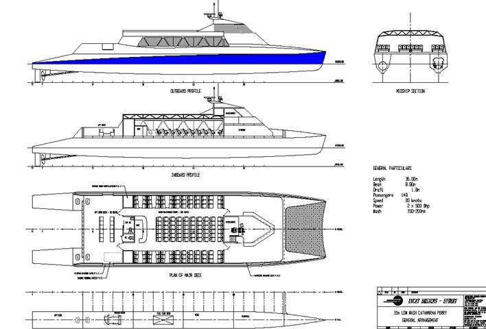 Figure 1. General plans, Gladding –Hearn/INCAT 35 meter catamaran