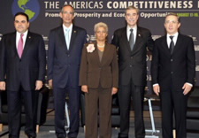Image of President Saca of El Salvador, President Colom of Guatemala, Atlanta Mayor Franklin, Secretary Gutierrez and President Uribe of Colombia. Click for larger image.