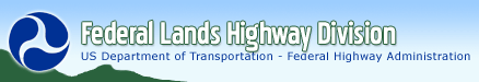 Federal Lands Highway Division graphical title with a sky and mountains in the background