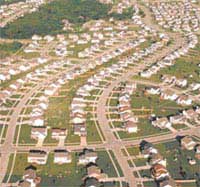 Aerial photo of a vast housing development
