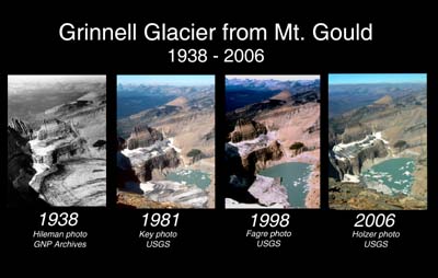 PAIRED Grinnell Glacier from Mt. Gould 1938 - 2006 (Color)