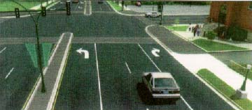 computer generated example of left and right turn lanes with median