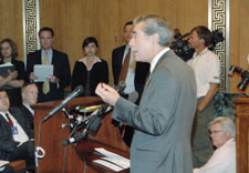 Secretary Gutierrez on the podium - click for larger image.