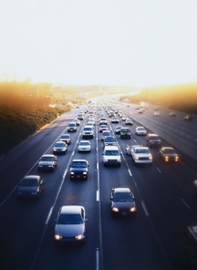 Picture of many vehicles on the highway