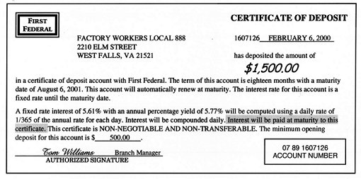 {Certificate of Deposit}