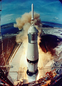 Saturn V rocket lifts off from Kennedy Space Center on July 16, 1969