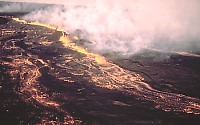 Lava fountains erupt from fissures on upper northeast rift zone, Mauna Loa Volcano