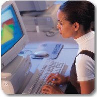 Photo representing a woman working with a computer - Ditgital Imagery © 2001 PhotoDisc, Inc.All rights reserved.