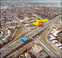 Photo of I-25 at Yale, showing location of proposed Yale Avenue LRT Station