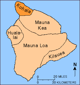 Map of outline of Kohala Volcano