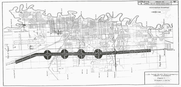 Detail Highlighted Street Map of the I-29 Reconstruction Corridor