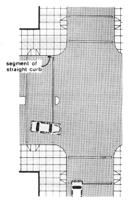 Curb Ramps at marked crossings with segment of straight curb