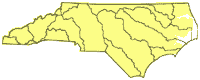 Map of North Carolina highlighting the project study area