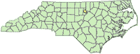 Map of North Carolina highlighting the project study area